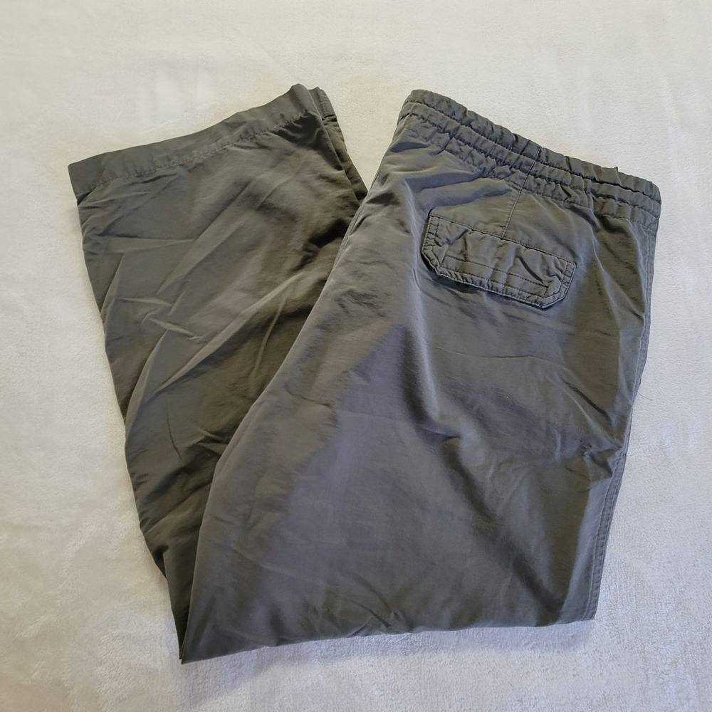 Y2K Columbia Capri Pants Women Large Olive Green Cargo Hiking Drawstring Outdoor